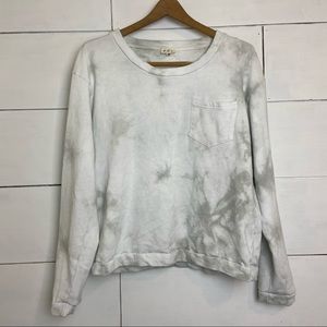 POL White with Gray Tie Dye Crew Neck Sweatshirt.  Size Medium.